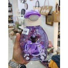 Ayıcıklı Matara Şeffaf Suluk, Okul, Ofis, Seyahat Mor Renk