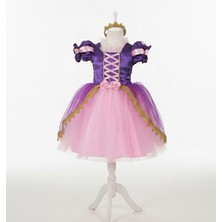 Moda Sitesi Rapunzel Kostümü – Kız Çocuk Rapunzel Elbisesi + Taç Hediyeli