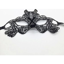 Siyah Renk Dantel Kesim Dantel Işlemeli Balo Parti Maskesi 11 No