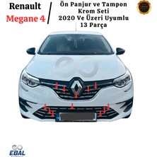 Renault Megane 4 Ön Panjur ve Tampon Krom Seti 13 Parça (2020 ve Sonrası) Paslanmaz Çelik