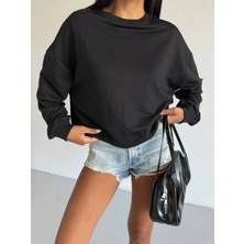 2 Iplik Bisiklet Yaka Sweat Siyah F2339