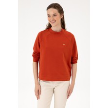 U.S. Polo Assn. Kadın Kiremit Regular Bisiklet Yaka Basic Sweatshırt 50313610-VR031