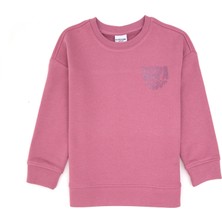 U.S. Polo Assn. Kız Çocuk Pembe Simli Baskı Detaylı Bisiklet Yaka Basic Sweatshirt 50314289-VR167