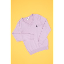 U.S. Polo Assn. Kız Çocuk Lila V Yaka Basic Kazak 50316777-VR034