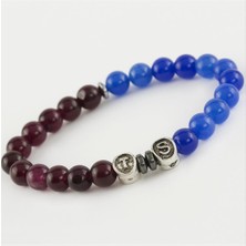 Bordo Mavi Doğaltaşlı Bileklik