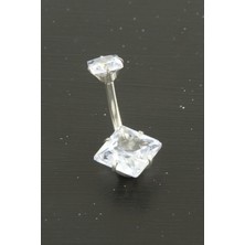 Kare Zirkon Taşlı Çelik Piercing 1 Adet