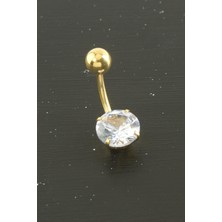 Yuvarlak Zirkon Taşlı Çelik Piercing 1 Adet