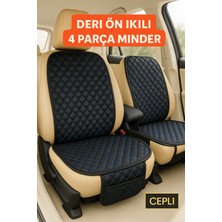 Renault Clio Symbol 2013 ve Sonrası Uyumlu Suni Deri Oto Koltuk Minderi Silinebilir Leke Tutmaz Kapitone 2'li Siyah Mavi