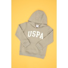 U.S. Polo Assn. Kız Çocuk Açık Haki Payet İşlemeli Kapüşonlu Basic Sweatshirt 50314312-VR183