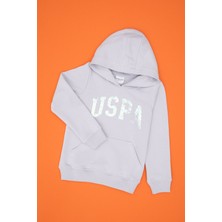 U.S. Polo Assn. Kız Çocuk Lila Payet İşlemeli Kapüşonlu Basic Sweatshirt 50314312-VR245