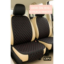 Honda City 2008-2013 Uyumlu Suni Deri Oto Koltuk Minderi Silinebilir Leke Tutmaz Kapitone 2'li Siyah Kırmızı