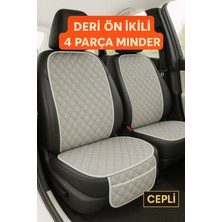 Opel Adam 2013 ve Sonrası Uyumlu Suni Deri Oto Koltuk Minderi Silinebilir Leke Tutmaz Kapitone 2'li Gri