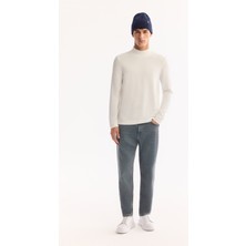 AVVA Erkek Mavi Klasik Bel Pamuklu Eskitme Yıkamalı Roma Crop Slim Fit Jean Pantolon A52Y3530