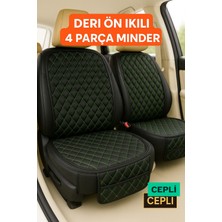 Porsche Cayenne 2002-2010 Uyumlu Suni Deri Oto Koltuk Minderi Silinebilir Leke Tutmaz Kapitone 2'li Siyah Yeşil