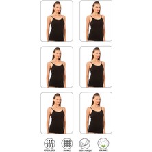 Özkan Underwear Özkan 0107 6'lı Paket Kadın %100 Pamuklu Ribana Esnek Rahat İp Askılı Örme Atlet