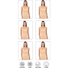 Özkan Underwear Özkan 0107 6'lı Paket Kadın %100 Pamuklu Ribana Esnek Rahat İp Askılı Örme Atlet