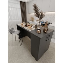 %100 Mdflam 150CM Dolaplı Yüksek Mutfak Adası Yemek ve Bar Masası Ma-04