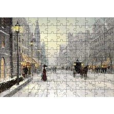 Cakapuzzle Karlı Caddede Insanlar ve Arabalar 120 Parça Puzzle Yapboz Mdf (Ahşap)