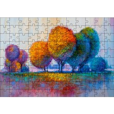 Cakapuzzle Modern Sanat Renkli Ağaç Doğa Görseli 120 Parça Puzzle Yapboz Mdf (Ahşap)