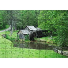 Cakapuzzle Orman Kenarındaki Ahşap Kulübe ve Değirmen 120 Parça Puzzle Yapboz Mdf (Ahşap)