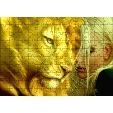 Caka Tablo Cakapuzzle Sarı Saçlı Kız ve Aslan 120 Parça Puzzle Yapboz Mdf (Ahşap)
