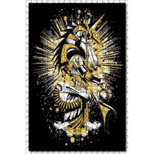Cakapuzzle Altın Renkli Anubis Siyah Arkaplan 120 Parça Puzzle Yapboz Mdf (Ahşap)