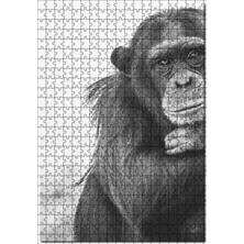 Cakapuzzle Şempanze Portre Siyah Beyaz 120 Parça Puzzle Yapboz Mdf (Ahşap)