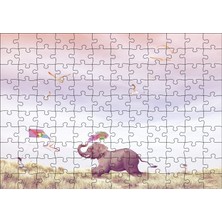 Cakapuzzle Uçurtma Uçuran Kız ve Renk Püsküren Fil 120 Parça Puzzle Yapboz Mdf (Ahşap)