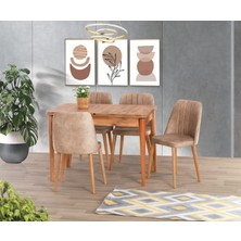 Yuvaset Home Uyar Antik Çam 4 Adet Havuz Mutfak Sandalye 110+30 Kelebek Açılabilir Masa Takımı