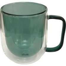 Larimar Çift Cidarlı Cam Kupa Yeşil Renk