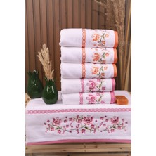 Özdilek Azalea 6'lı Nakışlı Pamuklu Işlemelik Çeyizlik 50*90 El Yüz Havlusu M-2