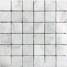 Carrara 5x5 cm Eskitme Mermer Mozaik Duvar Zemin Mutfak Banyo Kaplama (0,47M2)(30,5CM x 30,5 Cm)