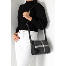 Silver & Polo Silver Polo Siyah - Siyah Ekose Kadın Çapraz Çanta SP784
