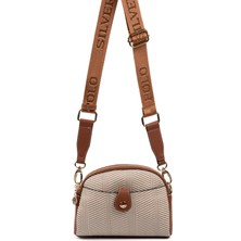 Silver & Polo Silver Polo Bej - Taba Hasır Kadın Çapraz Çanta SP1144