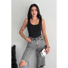 Kadın V Yaka Kolsuz Fit Ofis & Günlük Kullanım Bluz