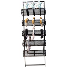 Ithal Metal Ayaklı Siyah Renk 148/49 cm Beş Katlı Taç Standı