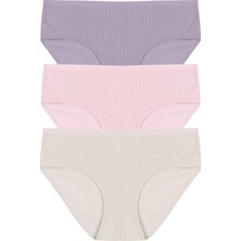 Kadın 3'lü Desenli Kaşkorse Pamuklu Yüksek Bel Bato