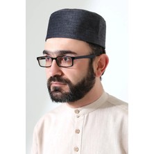Kapitone Desenli Kadife Kalıp Namaz Takkesi Koyu Gri