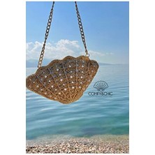 Belirtilmemiş Kadınlar İçin Açık Renk Hasır Istiridye Midye Omuz Çanta Ergonomik Tasarım ve Şık Görünüm