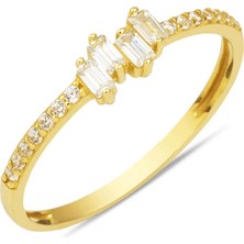 14 Ayar Altın Baget Minimal Yüzük