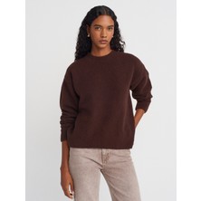 10640 Bisiklet Yaka Yumuşak Dokulu Triko Kazak-Kahve