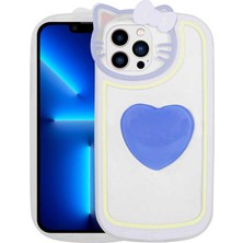 iPhone 12 Pro Uyumlu Kedi Figürlü Transparan Pop Soketli Ecrz Ritmik Kapak-Mavi