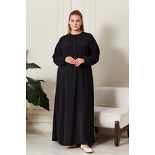 Kadın Büyük Beden Düğmeli Babanne Elbisesi