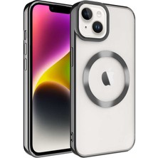 Apple iPhone 14 Plus Kılıf Magsafe Wireless Şarj Özellikli Ecrz Setro Silikon-Siyah