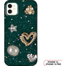 iPhone 12/12PRO Uyumlu Kelebekli Taşlı Simli Kalpli Wish Silikon Telefon Kılıfı