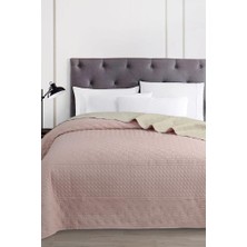 Ultrasonik Kapitoneli Doremi Çift Taraflı Tek Kişilik Yatak Örtüsü Pudra