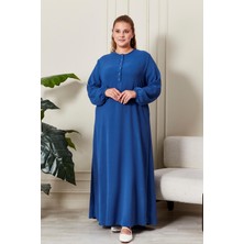 Kadın Büyük Beden Düğmeli Babanne Elbisesi