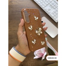 Samsung Galaxy A55 Uyumlu Kelebekli Taşlı Simli Kalpli Wish Silikon Telefon Kılıfı