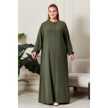 Kadın Büyük Beden Düğmeli Babanne Elbisesi