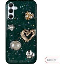 Samsung Galaxy A55 Uyumlu Kelebekli Taşlı Simli Kalpli Wish Silikon Telefon Kılıfı